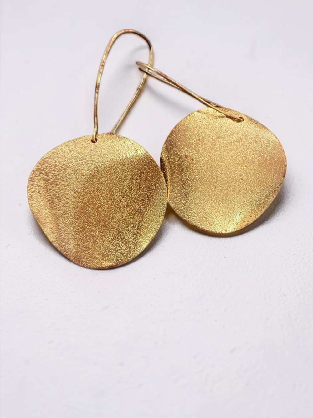 Hammered Gold Disc Drop Earrings for Women